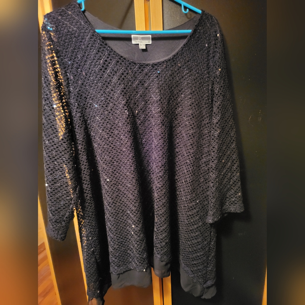 3X Black Sparkly Knit Shirt